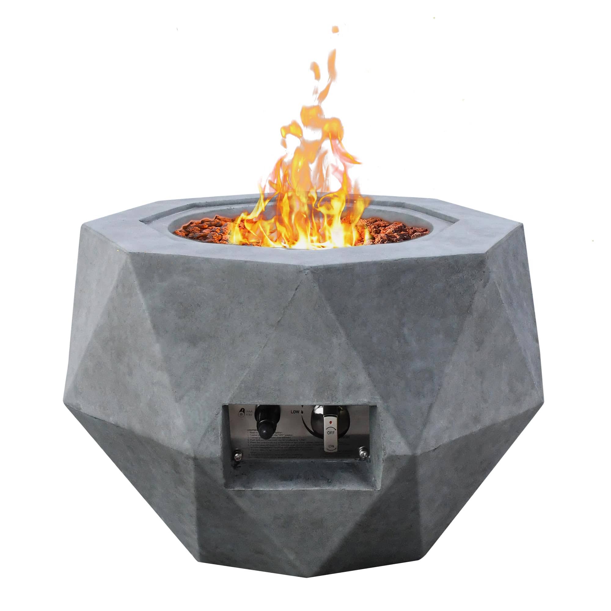 Concrete fire pit with electric or gas